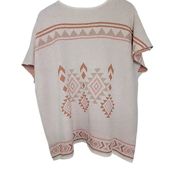 Loveriche S Or Med NEW Cardigan Tribal Aztec Coral Peach Ivory Soft Cozy - Picture 4 of 8